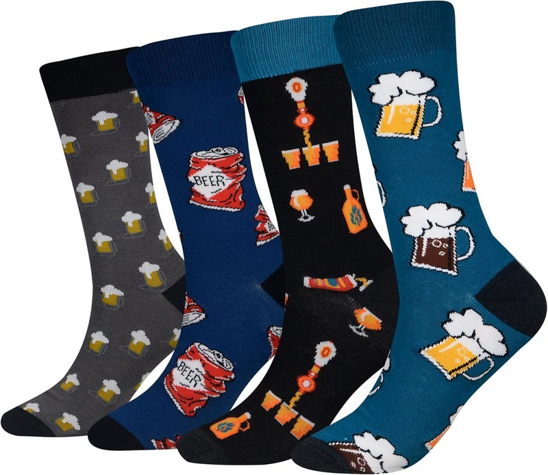 Cansok Men's 2/4 Packs Fun Crazy Novelty Dress Crew Socks - Image 1